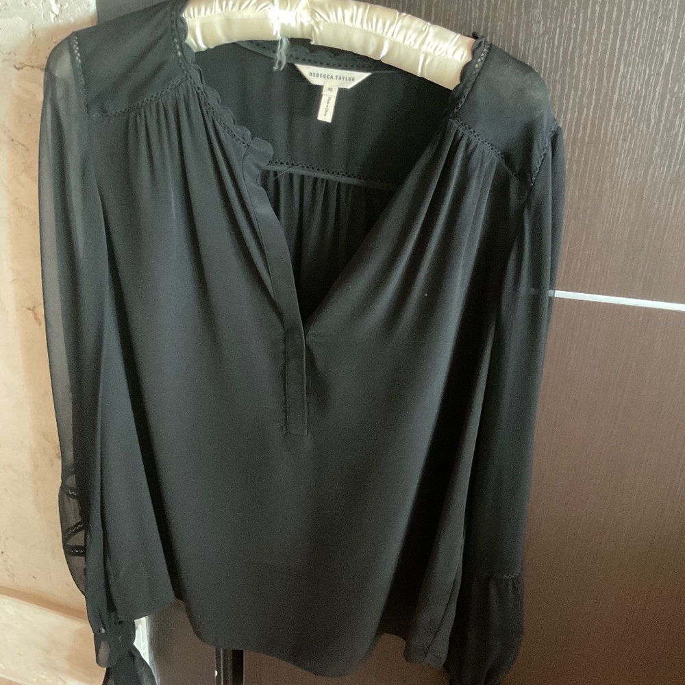 Rebecca Taylor Black Silk Blouse Size 10
